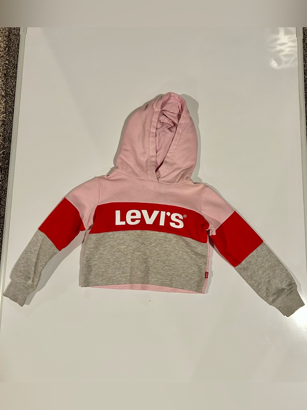 Levi's Pink, Red & Gray Color-block Hoodie for Kids, Girls 4 XS